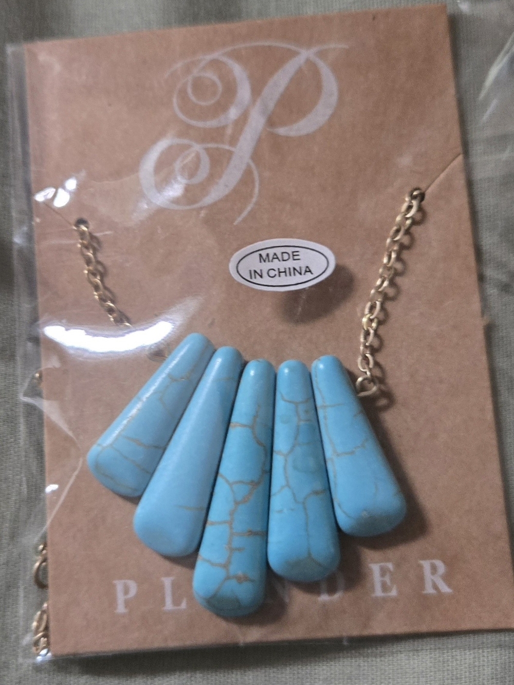 Plunder Gold Chain Turquoise Teardrop Statement Necklace